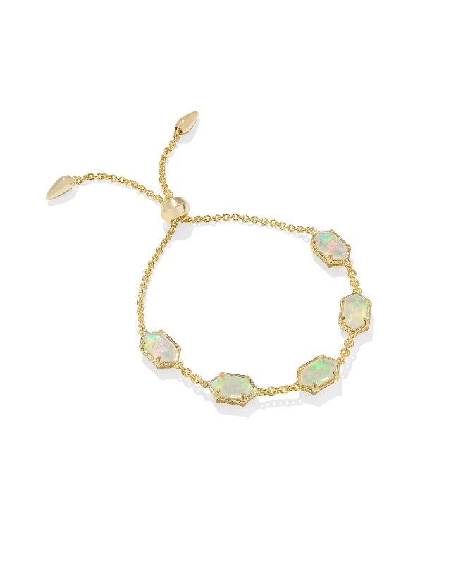 Hallie Delicate Chain Bracelet in Gold & Opalite Illusion