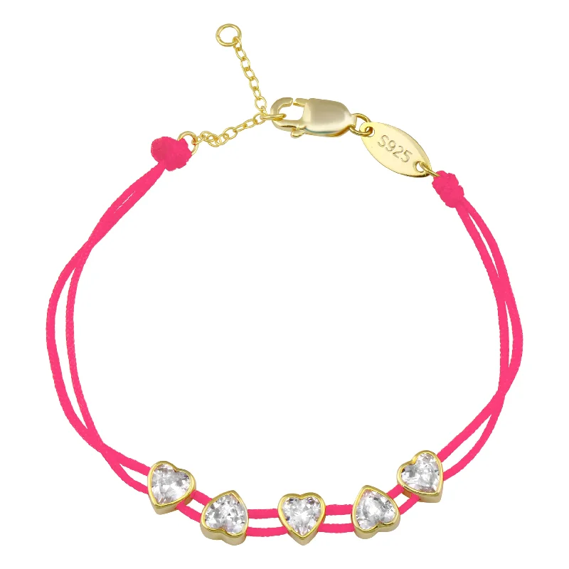 Bezel Hearts String Bracelet