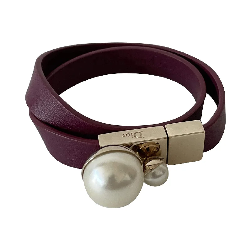 Christian Dior Faux Pearl Mise en Dior Wrap Bracelet