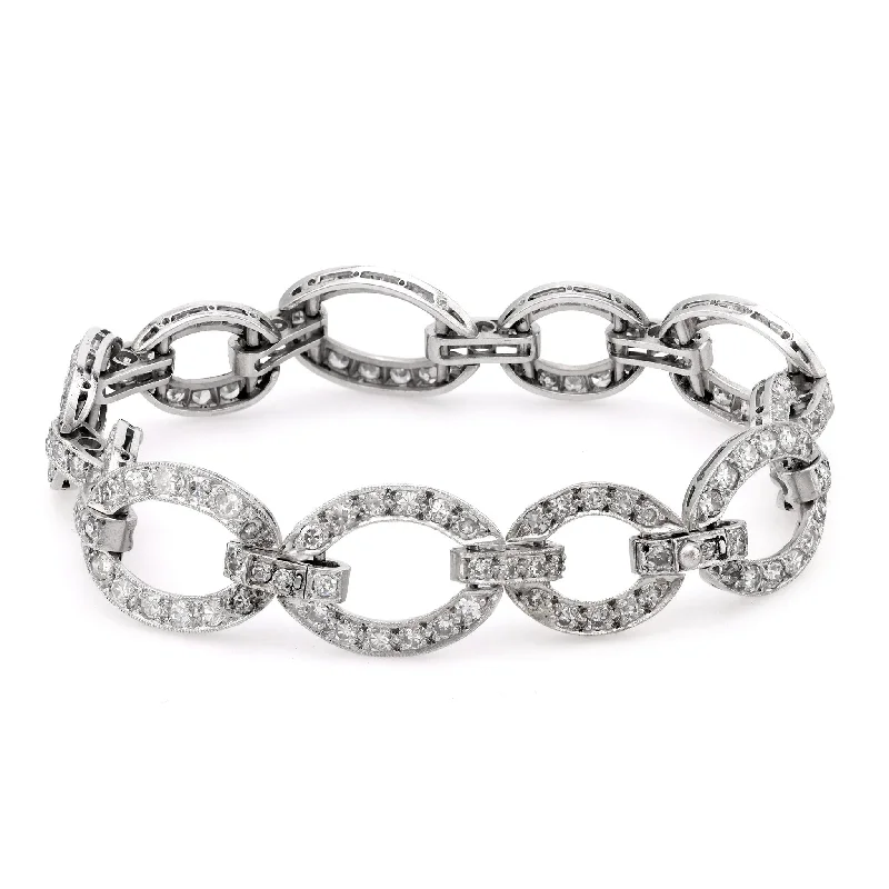 Art Deco 4.60 carat total weight diamond platinum link bracelet